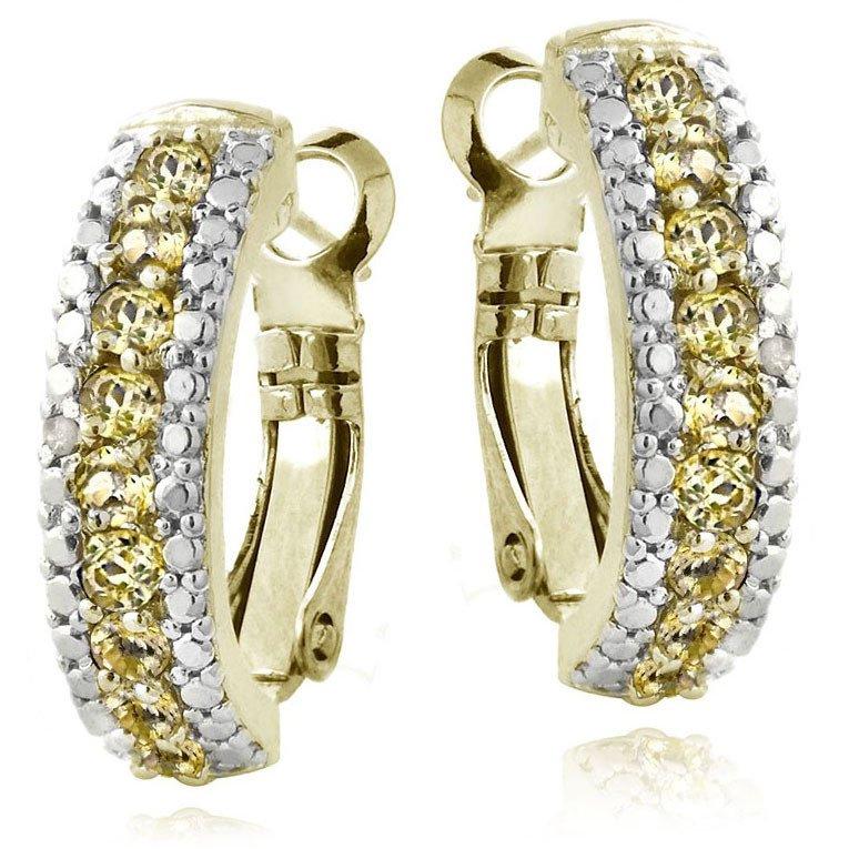 3.00 Ct Genuine Citrine Leverback Earring Embellished with Swarovski Crystals in 18K Gold Plated, Earring, ALILY , ALILY   jewelryjewelry deals, swarovski crystal jewelry, groupon jewelry,, jewelry for mom,