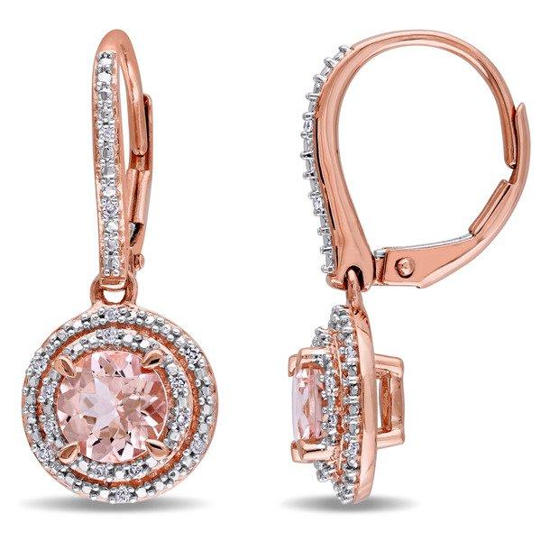 6.13 CTTW Morganite Gemstone Dangling Earrings in 14K Rose Gold, , ALILY , ALILY   jewelryjewelry deals, swarovski crystal jewelry, groupon jewelry,, jewelry for mom,