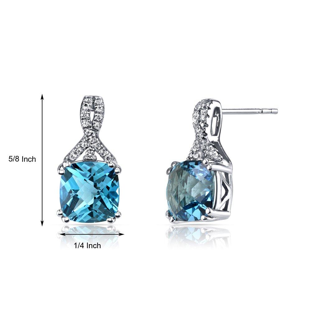 2.00 CT Aquamarine Cushion Round Stud Earringin 18K White Gold Plated, Earring, ALILY , ALILY   jewelryjewelry deals, swarovski crystal jewelry, groupon jewelry,, jewelry for mom,