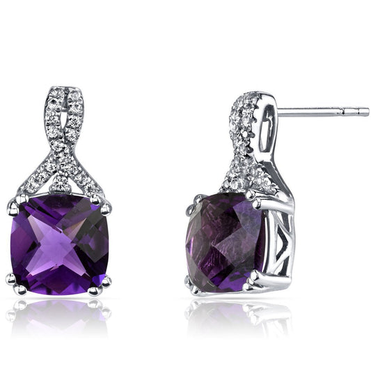 2.00 CT Cushion Cut Amethyst Stud Earring in 18K White Gold Plated, Earring, ALILY , ALILY   jewelryjewelry deals, swarovski crystal jewelry, groupon jewelry,, jewelry for mom,