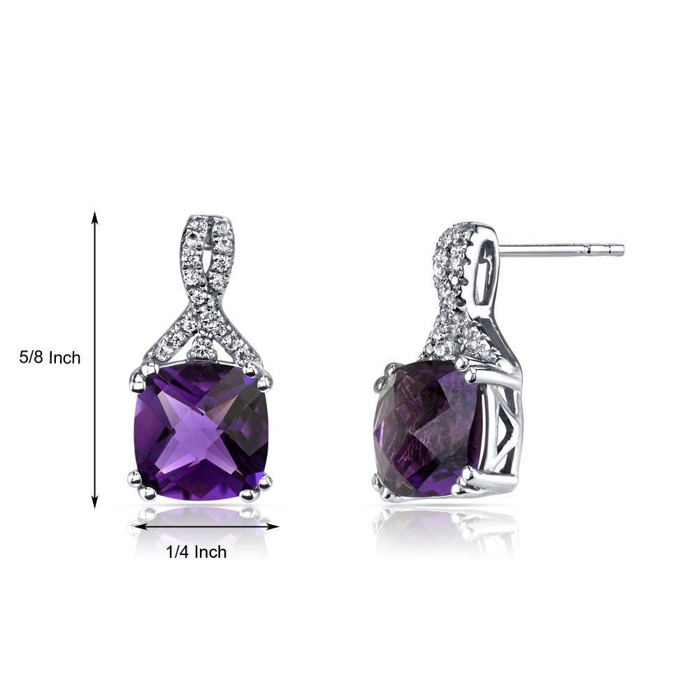 2.00 CT Cushion Cut Amethyst Stud Earring in 18K White Gold Plated, Earring, ALILY , ALILY   jewelryjewelry deals, swarovski crystal jewelry, groupon jewelry,, jewelry for mom,