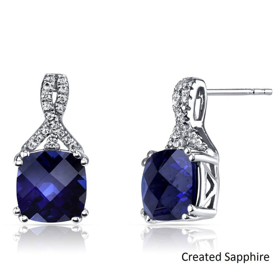 2.00 CT Cushion Cut Sapphire Stud Earring in 18K White Gold Plated, Earring, ALILY , ALILY   jewelryjewelry deals, swarovski crystal jewelry, groupon jewelry,, jewelry for mom,