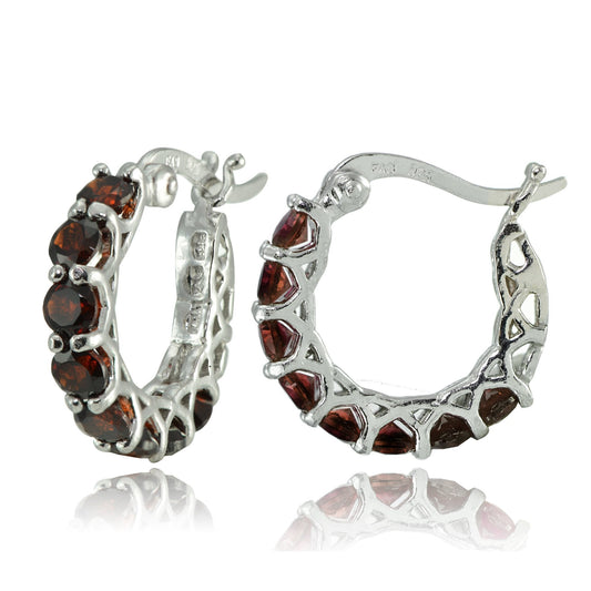 4.00 CT Citrine Gemstone 1" French Lock Hoop Earringin 18K White Gold Plated, Earring, ALILY , ALILY   jewelryjewelry deals, swarovski crystal jewelry, groupon jewelry,, jewelry for mom,