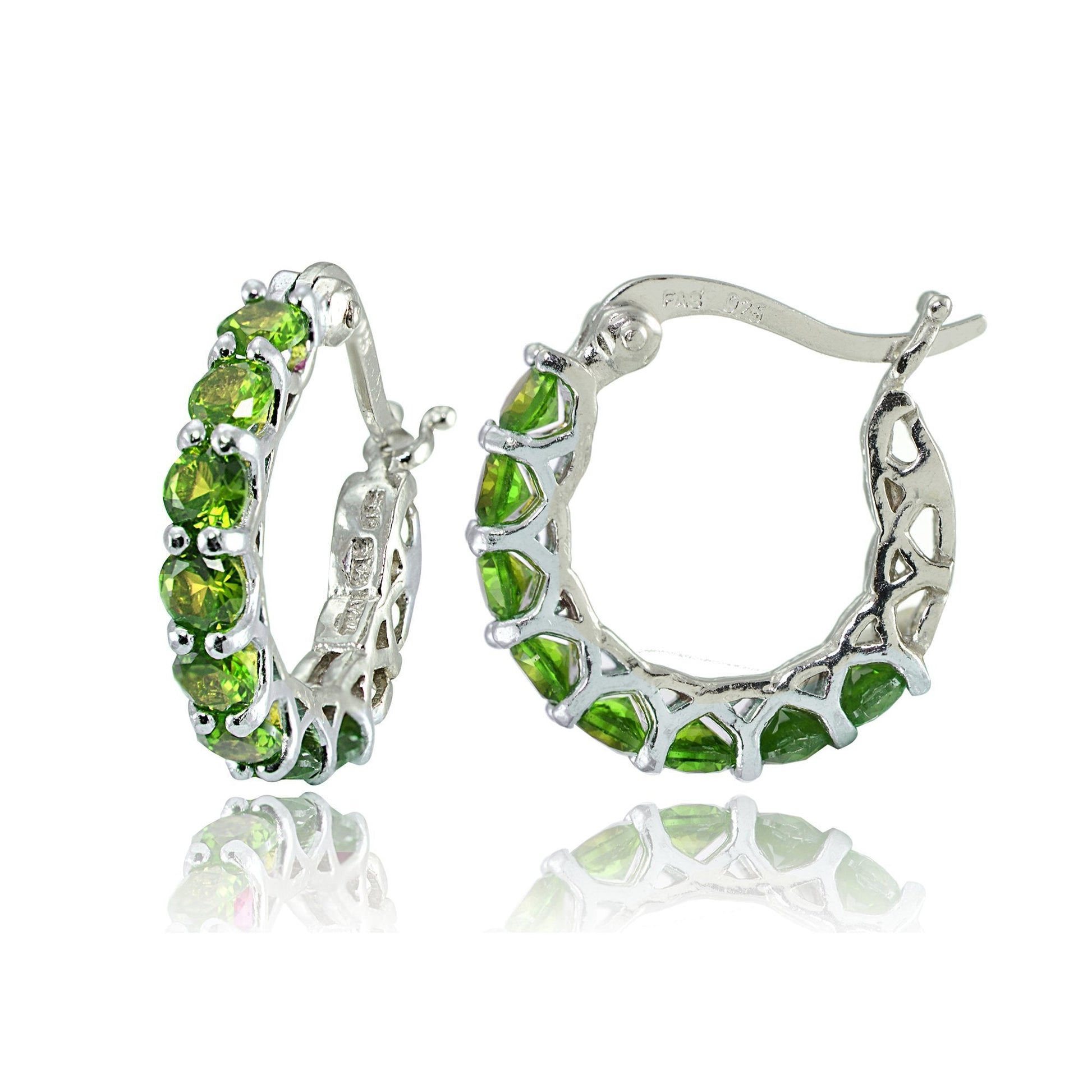 4.00 CT Peridot Gemstone 1" French Lock Hoop Earringin 18K White Gold Plated, Earring, ALILY , ALILY   jewelryjewelry deals, swarovski crystal jewelry, groupon jewelry,, jewelry for mom,