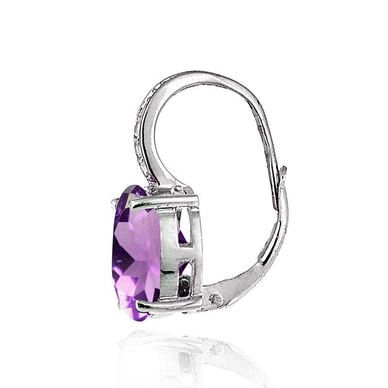 1.50 Ct Oval Cut Amethyst with Pave crystals Stud Earringin 18K White Gold Plated, Earring, ALILY , ALILY   jewelryjewelry deals, swarovski crystal jewelry, groupon jewelry,, jewelry for mom,