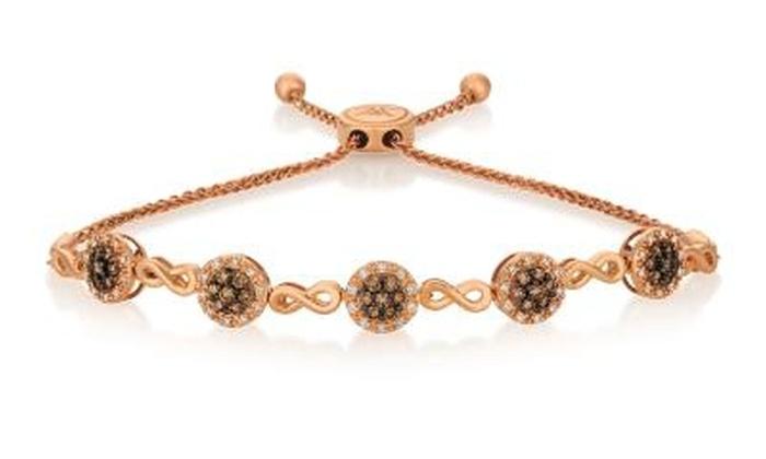 Chocolate Toned Swarovski Bar Bracelet in 14K Rose Gold Plating (Options Available), , ALILY , ALILY   jewelryjewelry deals, swarovski crystal jewelry, groupon jewelry,, jewelry for mom,