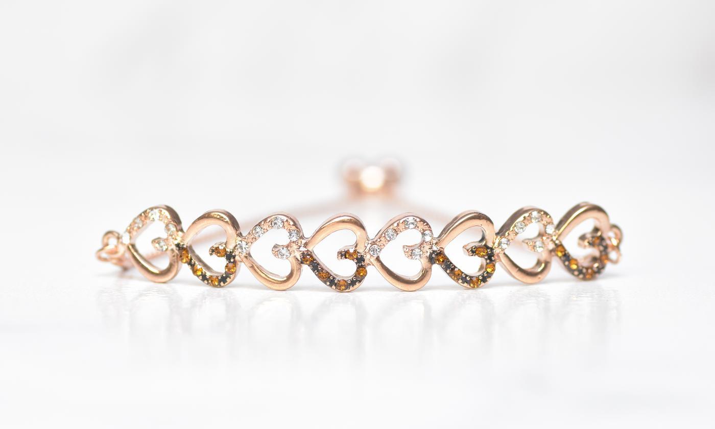 Chocolate Toned Swarovski Bar Bracelet in 14K Rose Gold Plating (Options Available), , ALILY , ALILY   jewelryjewelry deals, swarovski crystal jewelry, groupon jewelry,, jewelry for mom,