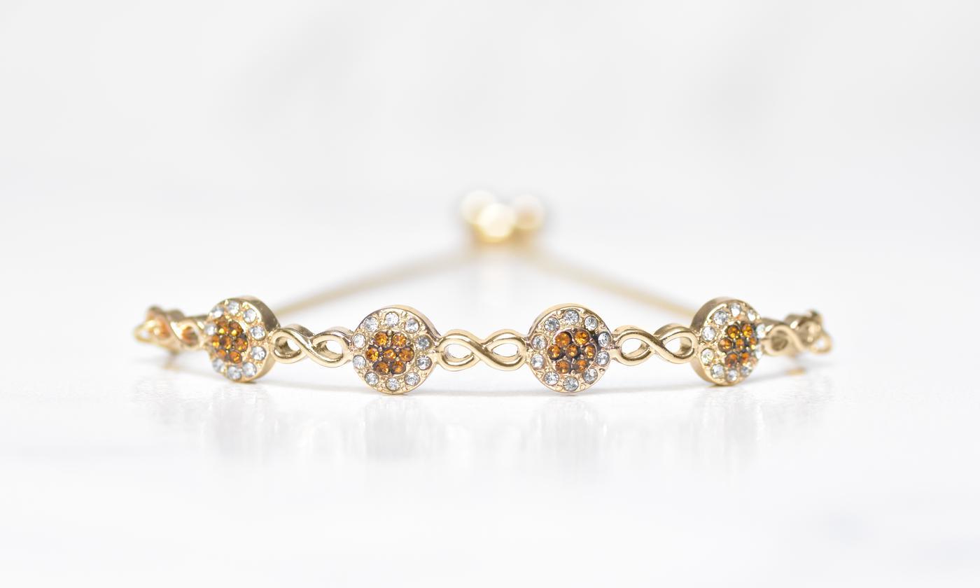 Chocolate Toned Swarovski Bar Bracelet in 14K Rose Gold Plating (Options Available), , ALILY , ALILY   jewelryjewelry deals, swarovski crystal jewelry, groupon jewelry,, jewelry for mom,