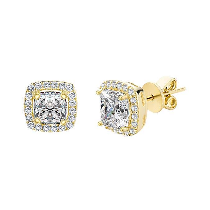 3.50 CTTW Cushion Cut Cubic Zirconia Sterling Silver Studs, Earring, ALILY , ALILY   jewelryjewelry deals, swarovski crystal jewelry, groupon jewelry,, jewelry for mom,