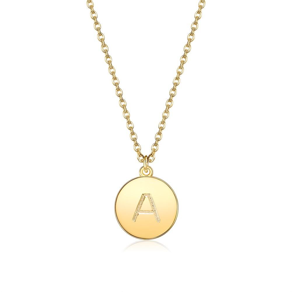 Smooth Disc Initial Necklace in 18K Gold Filled - 26 Letters Available   - ALILY