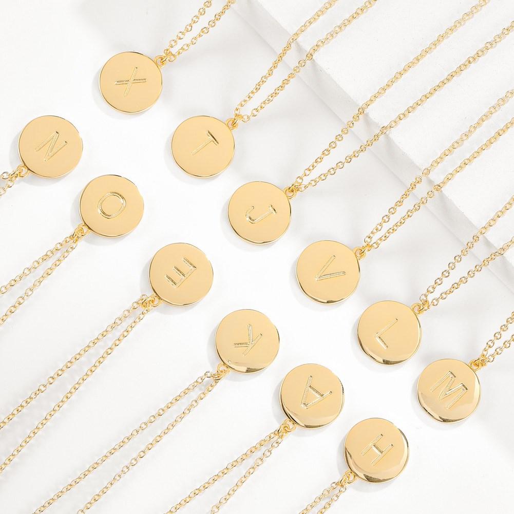 Smooth Disc Initial Necklace in 18K Gold Filled - 26 Letters Available   - ALILY