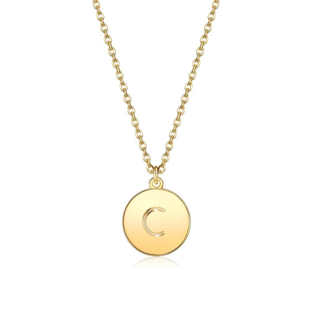 Smooth Disc Initial Necklace in 18K Gold Filled - 26 Letters Available   - ALILY