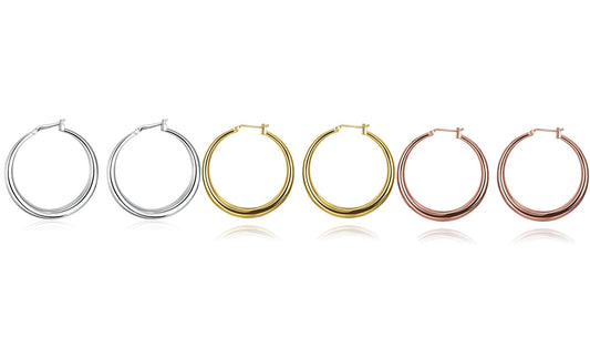 Italian-Made Gold Plated French Lock Hoop Earrings (3-Pack) - ALILY  www..com fashion jewelry for women