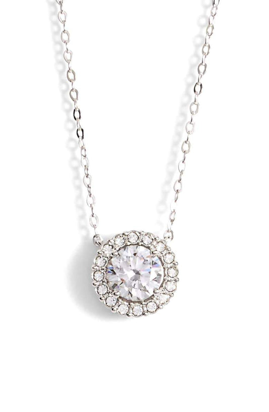 1.00 CT Swarovski Crystal Halo Disc Necklace 18" - 18K White Gold Plated, Necklace, ALILY , ALILY   jewelryjewelry deals, swarovski crystal jewelry, groupon jewelry,, jewelry for mom,