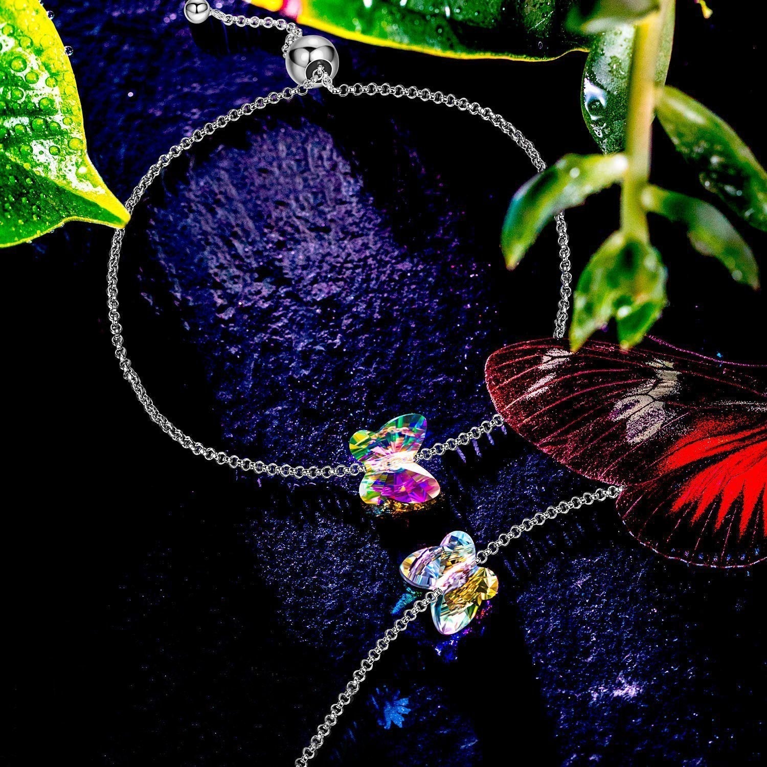 Rainbow Stone Butterfly Bracelet   - ALILY