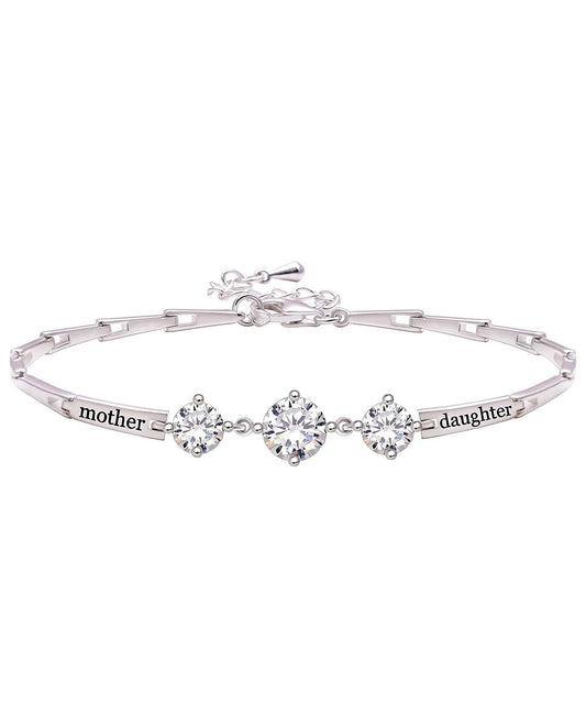 Triple Diamond Created Stone MOTHER-DAUGHTER Bracelet   - ALILY