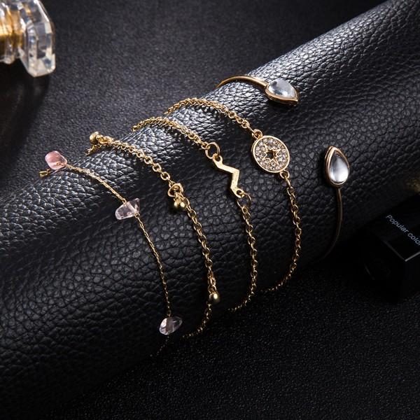 5 Piece Pink Crystal Celestial Bracelet Set   - ALILY