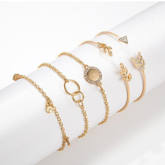 Olive Branch Pav'e Peace 5 PC Bracelet Set   - ALILY