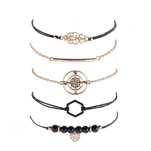 Searching For The Stars Black Marble 5 Piece Bracelet   - ALILY