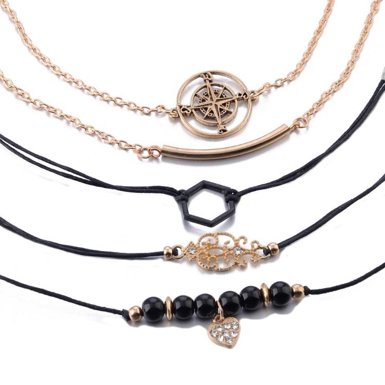 Searching For The Stars Black Marble 5 Piece Bracelet   - ALILY