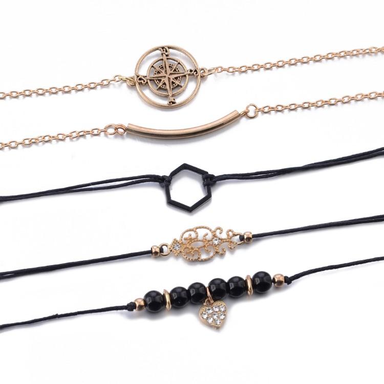 Searching For The Stars Black Marble 5 Piece Bracelet   - ALILY