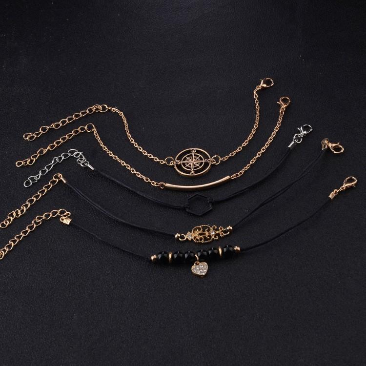Searching For The Stars Black Marble 5 Piece Bracelet   - ALILY