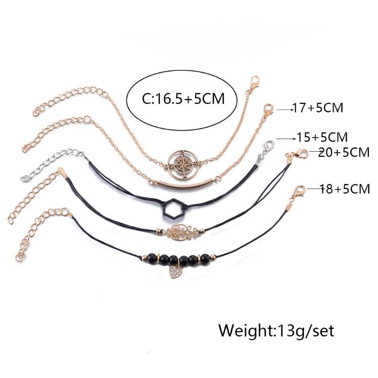 Searching For The Stars Black Marble 5 Piece Bracelet   - ALILY