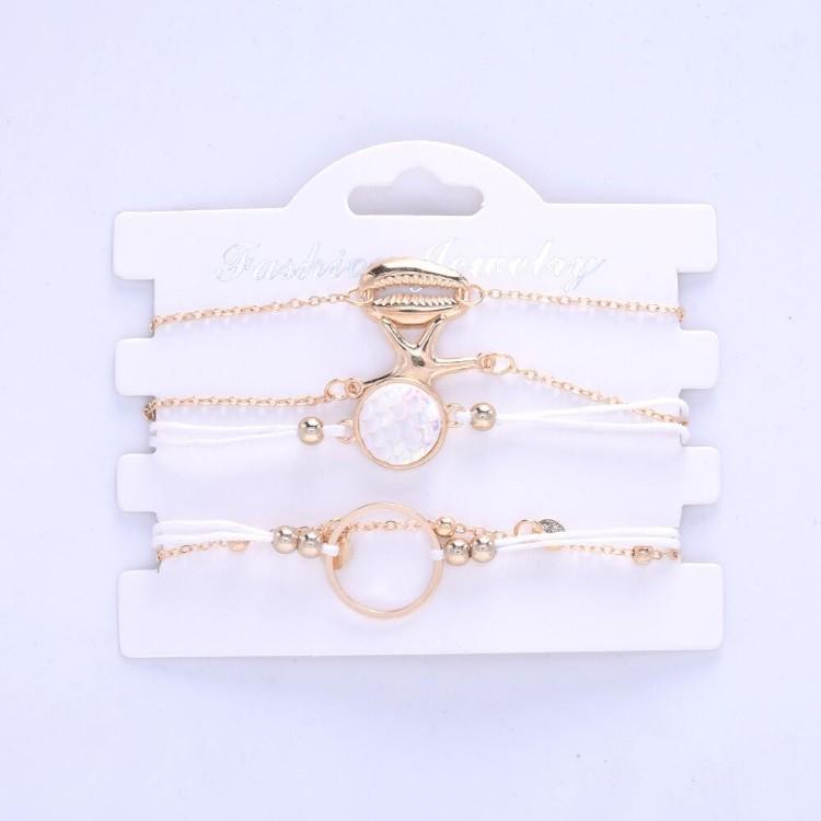 Oceanic Inspired Seashell 5 Piece Bracelet Set   - ALILY