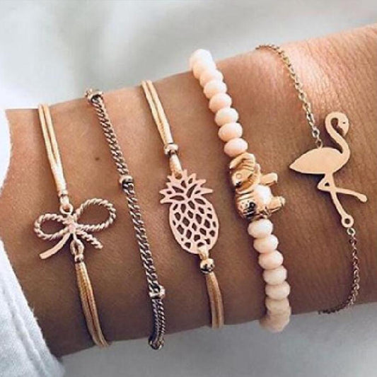 Wild Jungle Marble Stretch 5 Piece Bracelet Set   - ALILY