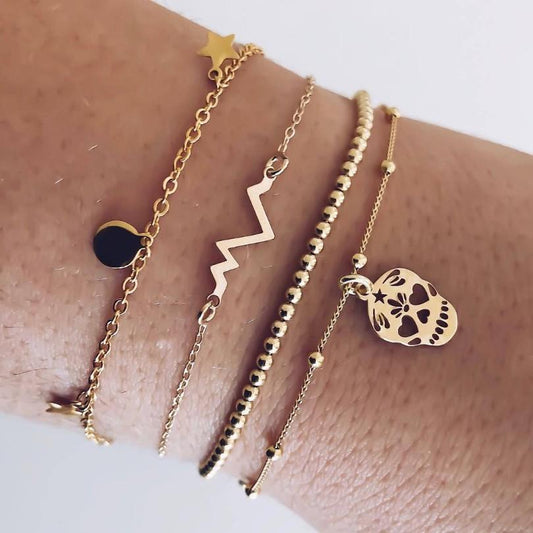 Halloween Inspired Heart-Pulse Four Piece Bracelet Set   - ALILY