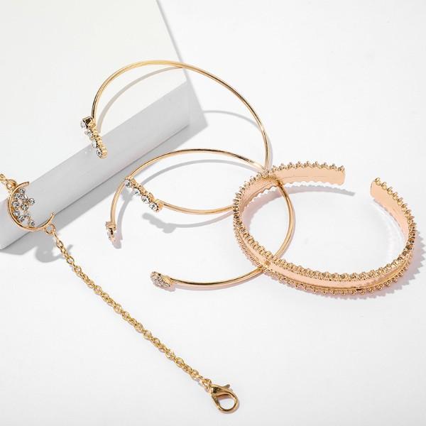 White Crystal Celestial 4 PC Bangle Set in 14K Gold   - ALILY