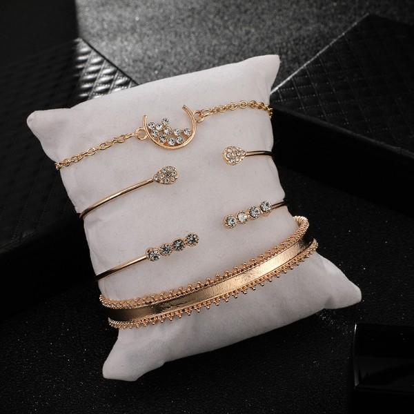White Crystal Celestial 4 PC Bangle Set in 14K Gold   - ALILY