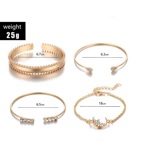 White Crystal Celestial 4 PC Bangle Set in 14K Gold   - ALILY