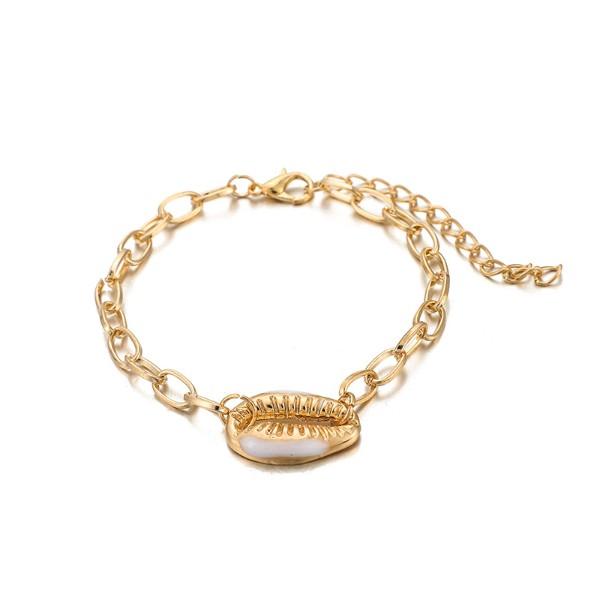 Turquoise Sea-Shell 3 Piece Bracelet Set in 14K Gold   - ALILY