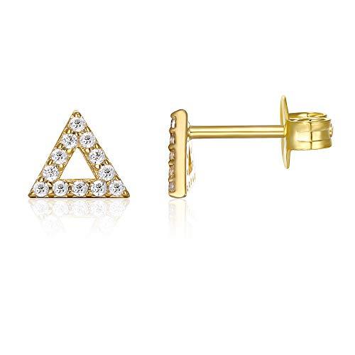 6mm Pave Triangle Stud Earring with Swarovski Crystals - 14K Gold Plated, Earring, ALILY , ALILY   jewelryjewelry deals, swarovski crystal jewelry, groupon jewelry,, jewelry for mom,