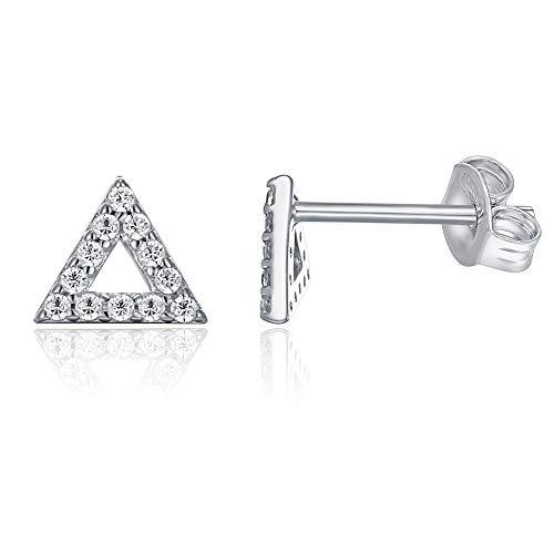 6mm Pave Triangle Stud Earring with Swarovski Crystals - 14K White Gold Plated, Earring, ALILY , ALILY   jewelryjewelry deals, swarovski crystal jewelry, groupon jewelry,, jewelry for mom,