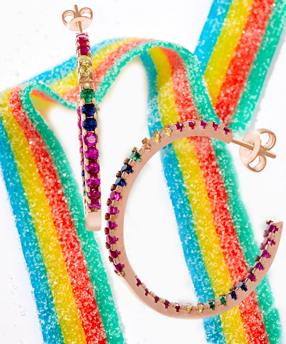 Candy Lover Rainbow Pave Swarovski Hoop Earring (3 Colors available), Earring, ALILY , ALILY   jewelryjewelry deals, swarovski crystal jewelry, groupon jewelry,, jewelry for mom,