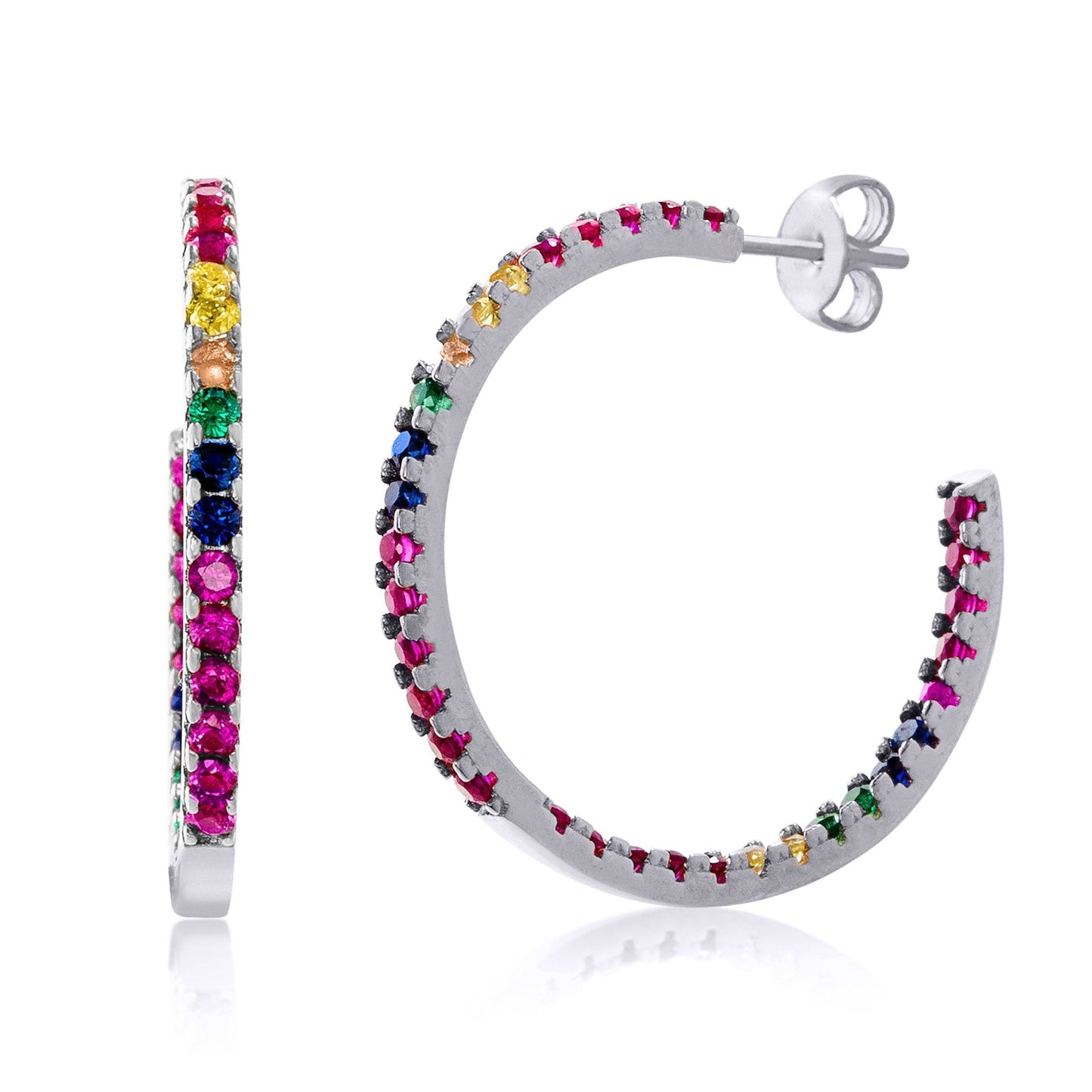 Candy Lover Rainbow Pave Swarovski Hoop Earring (3 Colors available), Earring, ALILY , ALILY   jewelryjewelry deals, swarovski crystal jewelry, groupon jewelry,, jewelry for mom,