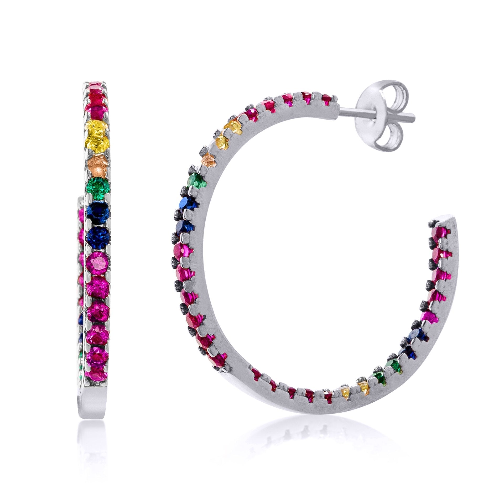 Candy Lover Rainbow Pave Swarovski Hoop Earring (3 Colors available), Earring, ALILY , ALILY   jewelryjewelry deals, swarovski crystal jewelry, groupon jewelry,, jewelry for mom,