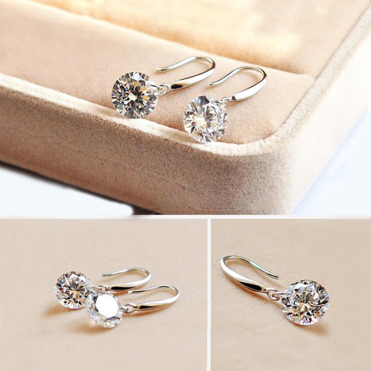 Crystal Drill Drop Earring in 18K White Gold Plated