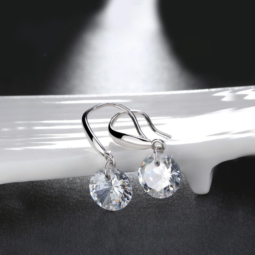 Naked Drill Drop  Crystal Earringin 18K White Gold Plated