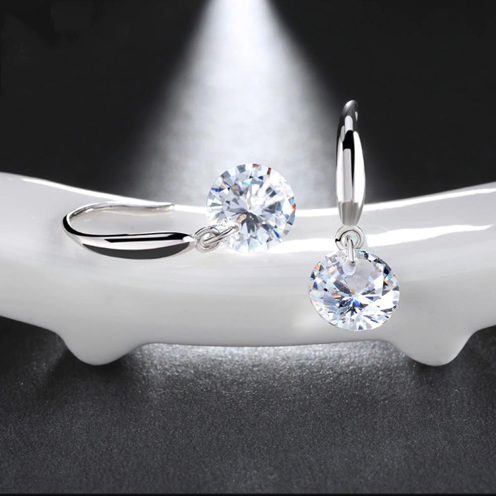 Crystal Drill Drop Earring in 18K White Gold Plated
