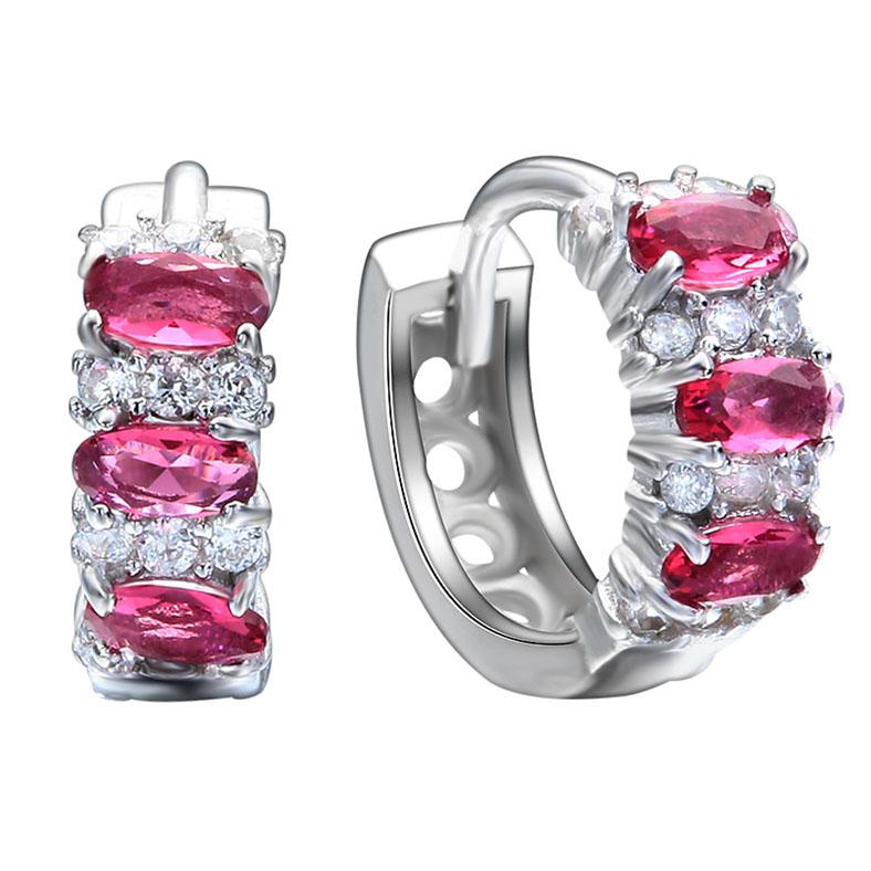 Simulated Gemstone Multi Gem Earrings in 18K White Gold (Multiple Options)   - ALILY