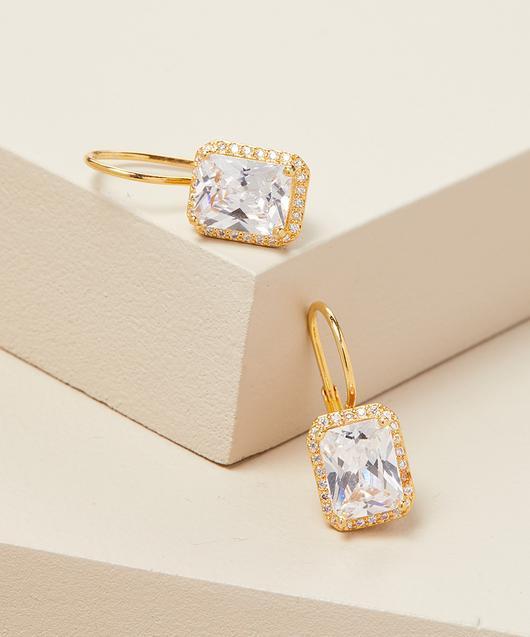 Classic Leverback Rectangle Drop Earring   - ALILY