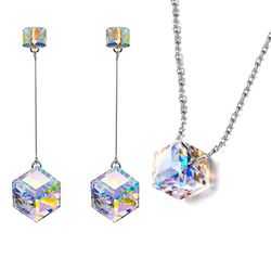 Aurora Borealis Northern Lights Earring and Necklace Set With Austrian Crystals with Luxe Box