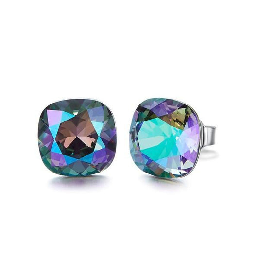 The Northern Lights Aurora B Changing Colors Stud 18K White Gold Plated   - ALILY