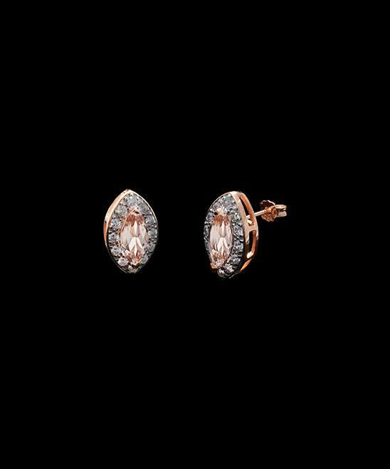 1.00 CT Morganite Marquise Cut Stud Earring in 18K Rose Gold Plated   - ALILY