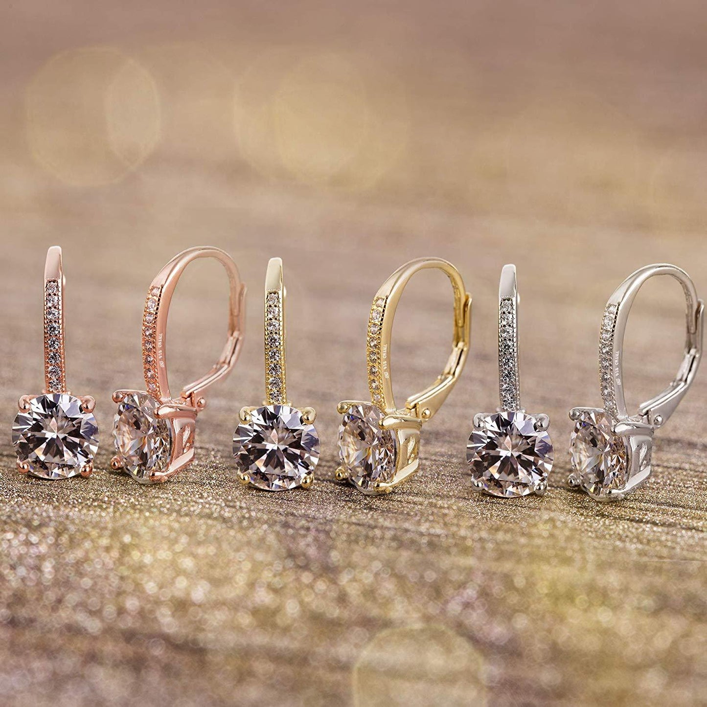 Pave Leverback Earrings in 18K Gold with  Elements by Golden NYC ( 3 Colors)