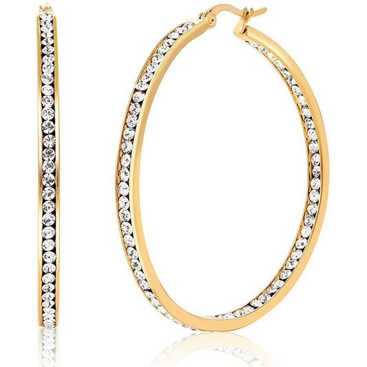 3" Classic Inside Out Pave Hoop Earring   - ALILY