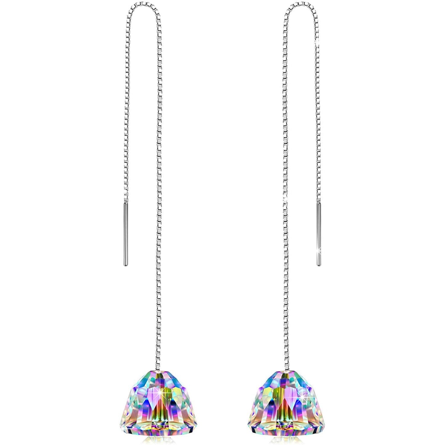 Northern Lights Changing Threader Drop Earring in Rhodium Plating